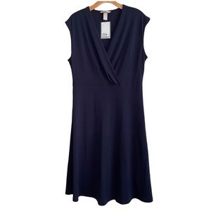 H&M Navy Blue V-Neck Sleeveless A-Line Dress Size Large NWT
